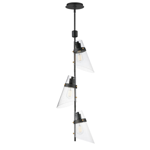 Finch 3 Light Vertical Chandelier in Dark Bronze / Antique Brass