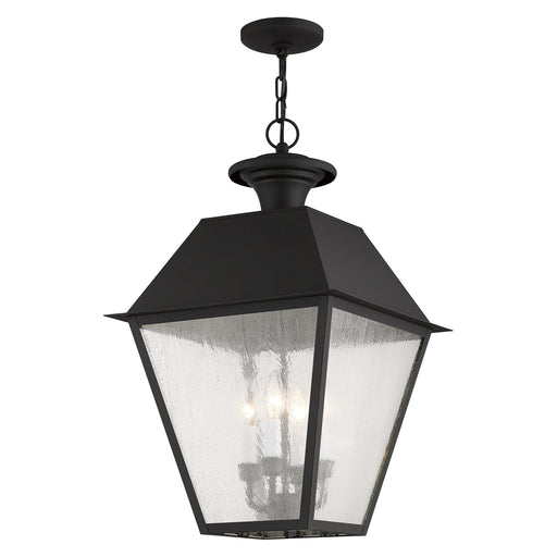 Mansfield 4-Light Extra Large Outdoor Pendant Lantern in Black