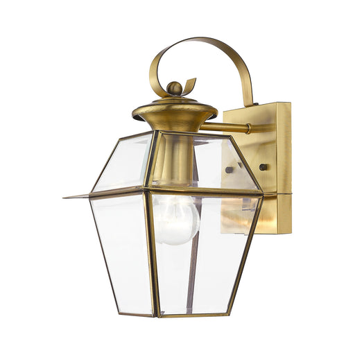 Westover Small Outdoor Wall Lantern in Antique Brass