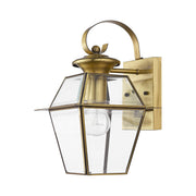 Westover Small Outdoor Wall Lantern in Antique Brass