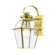 Westover Small Outdoor Wall Lantern in Polished Brass
