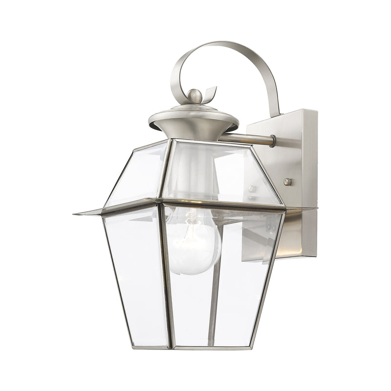Westover Small Outdoor Wall Lantern in Brushed Nickel