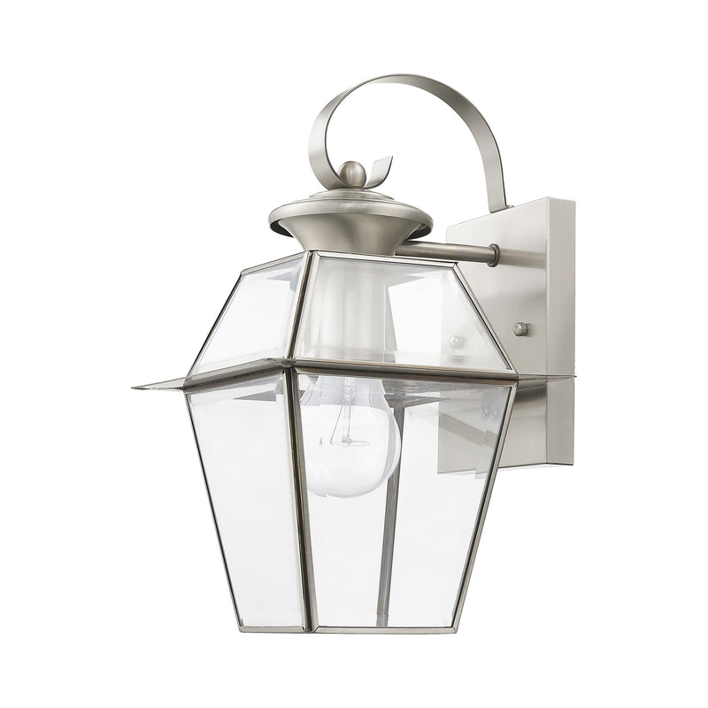 Westover Small Outdoor Wall Lantern in Brushed Nickel