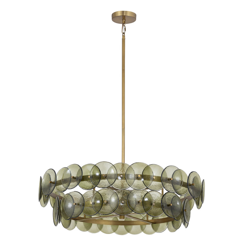 Loren 6 Light Pendant in Weathered Brass