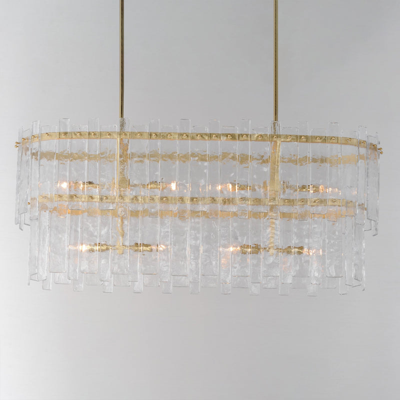 Warren 8 Light Linear Pendant in Gold Leaf