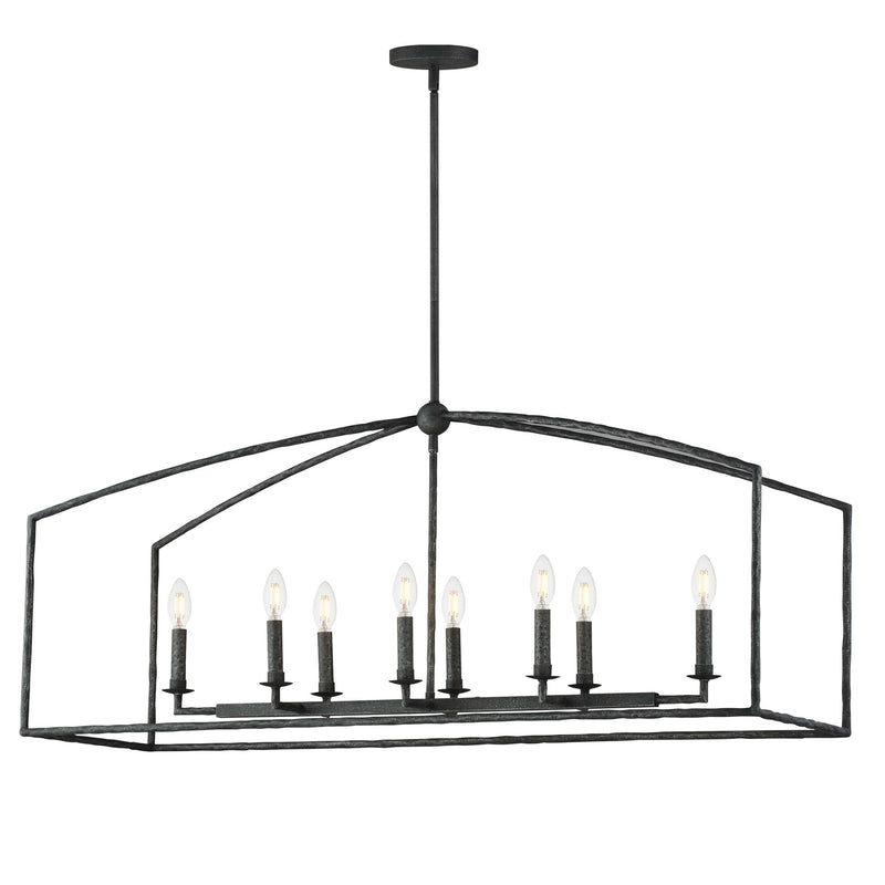 Martel 8 Light Linear Chandelier in Blacksmith