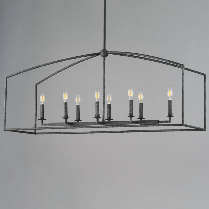 Martel 8 Light Linear Chandelier in Blacksmith
