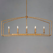 Martel 8 Light Linear Chandelier in Etruscan Gold