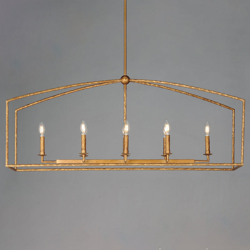 Martel 8 Light Linear Chandelier in Etruscan Gold