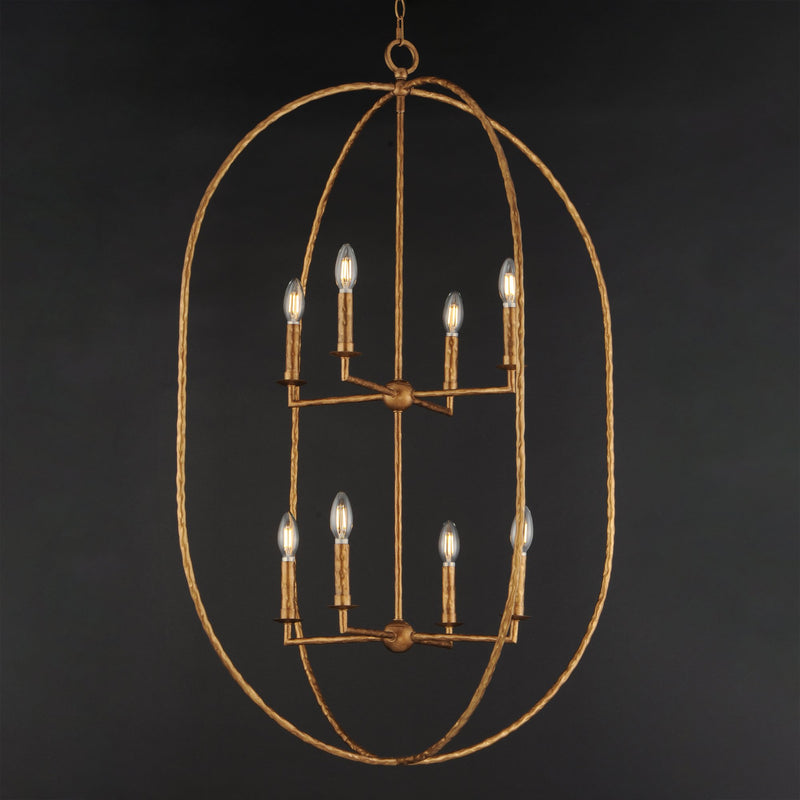 Martel 8 Light Chandelier in Etruscan Gold