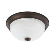 Bates 2-Light 11" Faux Alabaster Flush Mount in Bronze
