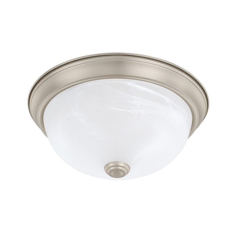 Bates 2-Light 11" Faux Alabaster Flush Mount in Matte Nickel