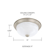 Bates 2-Light 11" Faux Alabaster Flush Mount in Matte Nickel