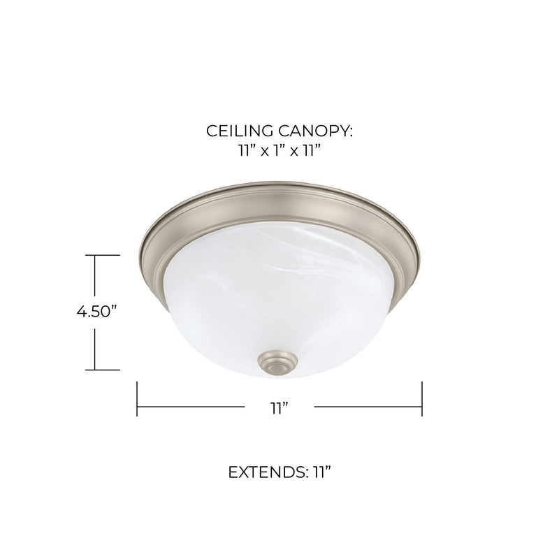 Bates 2-Light 11" Faux Alabaster Flush Mount in Matte Nickel