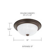 Bates 2-Light 13" Faux Alabaster Flush Mount in Bronze