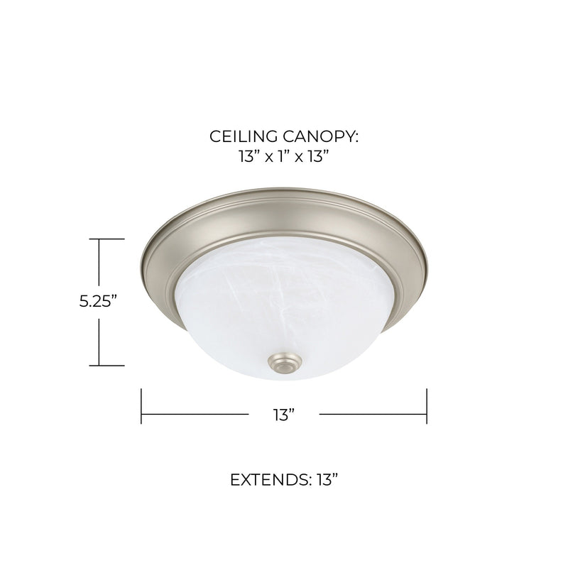 Bates 2-Light 13" Faux Alabaster Flush Mount in Matte Nickel