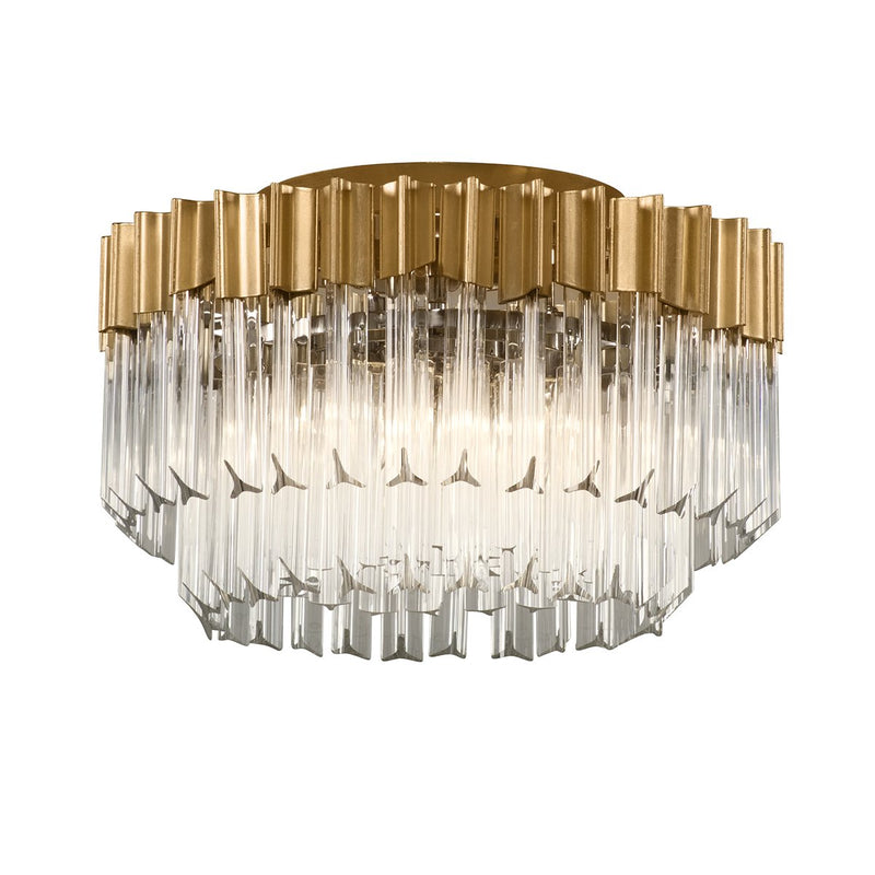 Charisma 3-Light Semi-Flush Mount in Gold Leaf / Stainless Steel