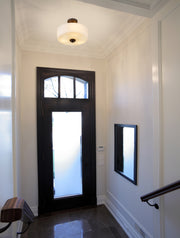 Arlington 3 Light 14.75" Semi Flush Mount in Matte Black in a room setting