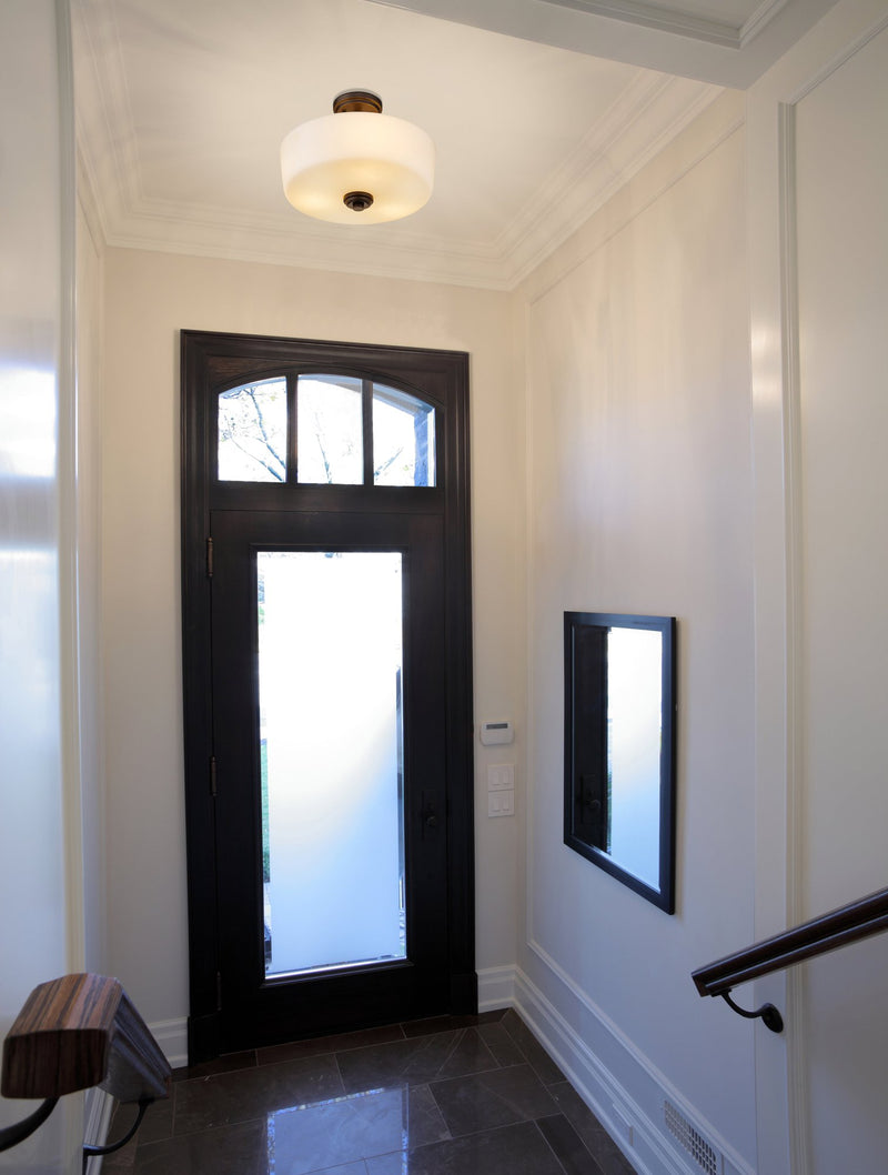 Arlington 3 Light 14.75" Semi Flush Mount in Matte Black in a room setting