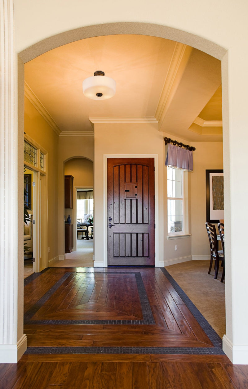 Arlington 3 Light 14.75" Semi Flush Mount in Bronze in a room setting