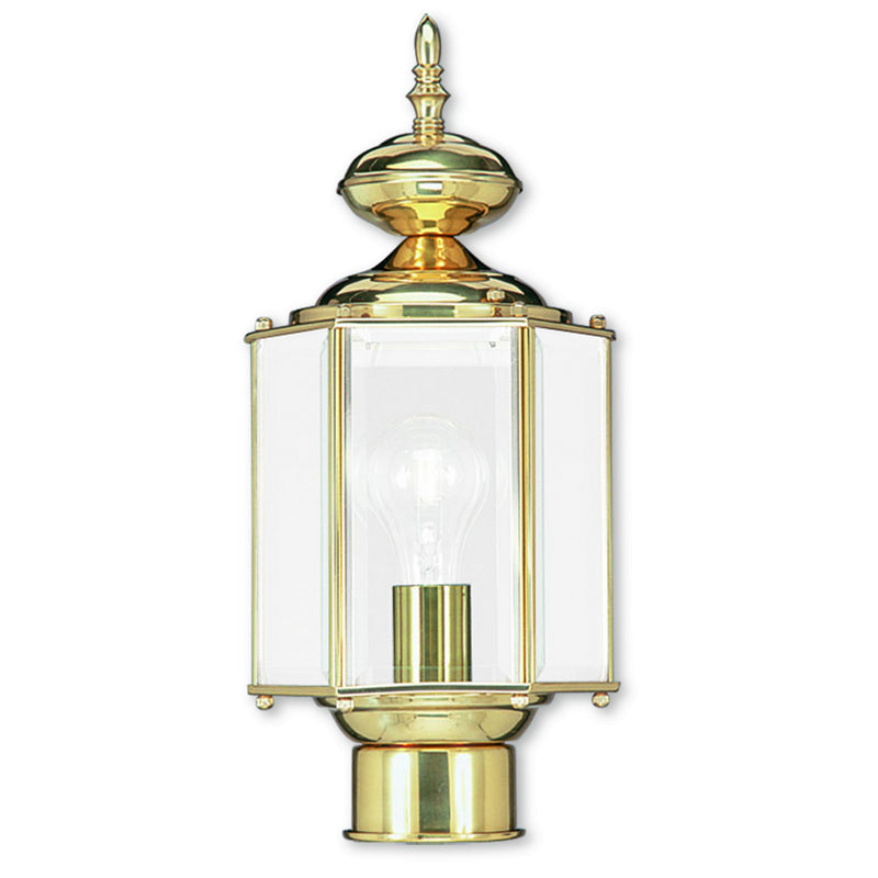 Basics 1 Light Outdoor Post Lantern in Polished Brass