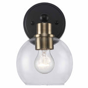 Grand 1-Light 9.6" Bath Sconce in Antique Gold / Black