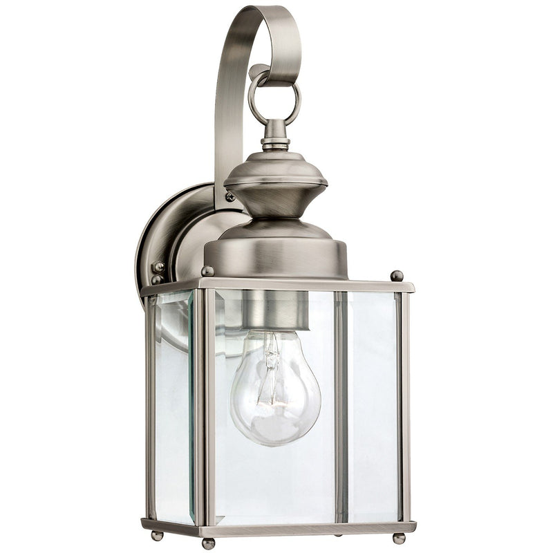 Jamestowne Medium Clear Beveled Outdoor Wall Lantern in Antique Brushed Nickel