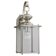 Jamestowne Large Clear Beveled Outdoor Wall Lantern in Antique Brushed Nickel