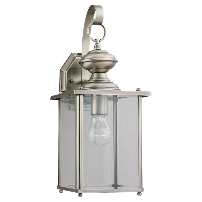 Jamestowne Large Clear Beveled Outdoor Wall Lantern in Antique Brushed Nickel