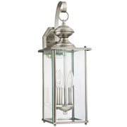 Jamestowne 2-Light Clear Beveled Outdoor Wall Lantern in Antique Brushed Nickel