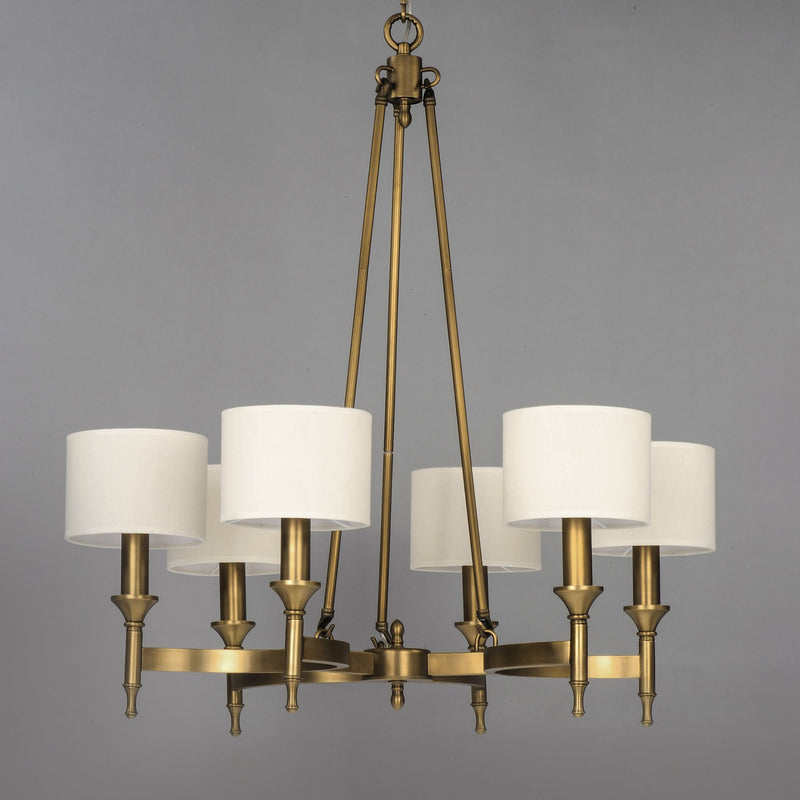 Fairmont 6 Light Chandelier in Natural Aged Brass