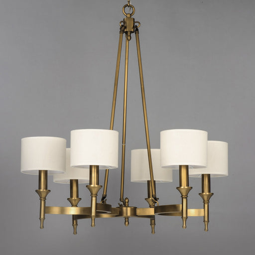 Fairmont 6 Light Chandelier in Natural Aged Brass