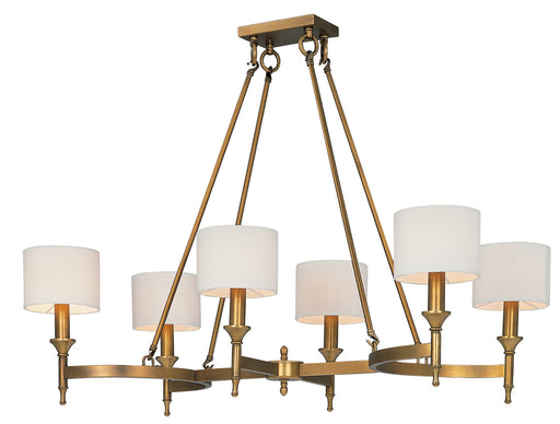 Fairmont 6 Light Linear Chandelier in Natural Aged Brass
