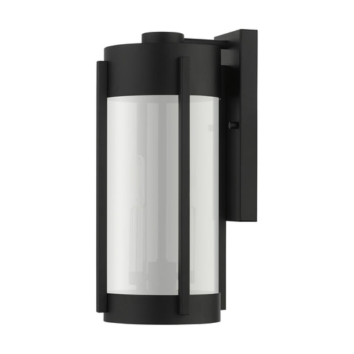 Sheridan 2-Light Medium Outdoor Wall Lantern in Black with Brushed Nickel Candles