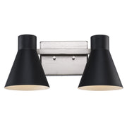 GearShine 2-Light 15.5" Vanity Light in Black / Brushed Nickel