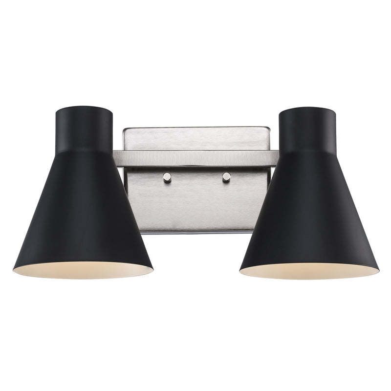 GearShine 2-Light 15.5" Vanity Light in Black / Brushed Nickel