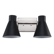 GearShine 2-Light 15.5" Vanity Light in Black / Brushed Nickel