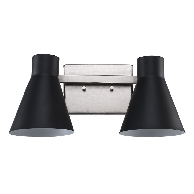 GearShine 2-Light 15.5" Vanity Light in Black / Brushed Nickel