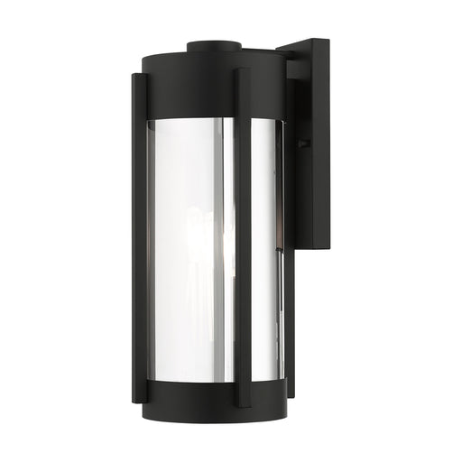 Sheridan 3-Light Large Outdoor Wall Lantern in Black with Brushed Nickel Candles