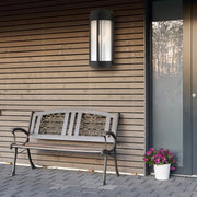 Sheridan 3-Light Large Outdoor Wall Lantern in Black with Brushed Nickel Candles