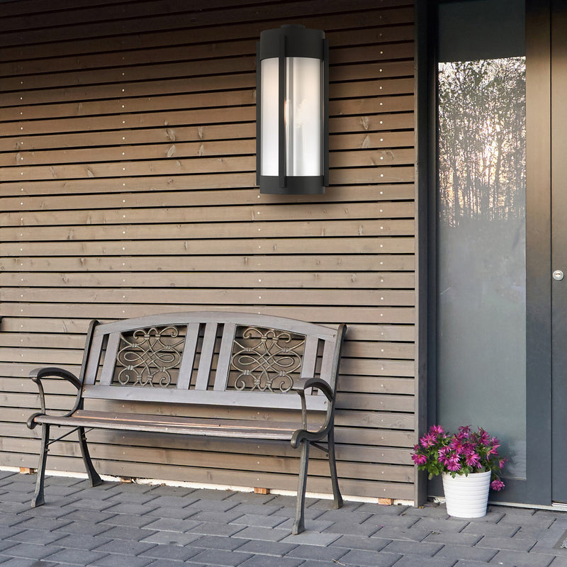 Sheridan 3-Light Large Outdoor Wall Lantern in Black with Brushed Nickel Candles
