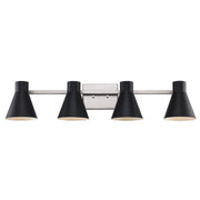 GearShine 4-Light 35.25" Vanity Light in Black / Brushed Nickel