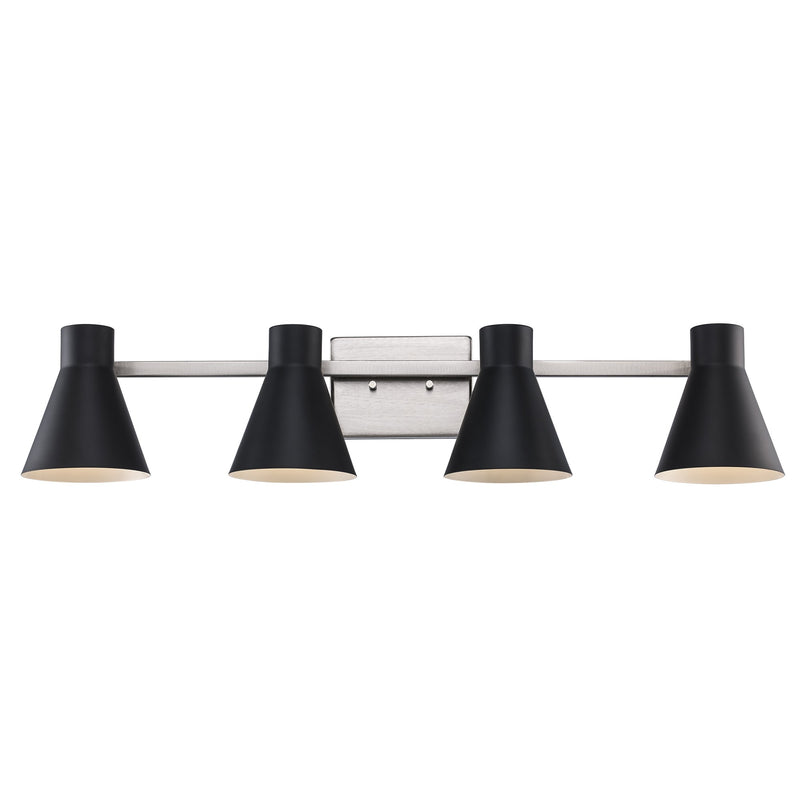 GearShine 4-Light 35.25" Vanity Light in Black / Brushed Nickel