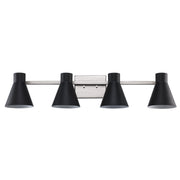GearShine 4-Light 35.25" Vanity Light in Black / Brushed Nickel