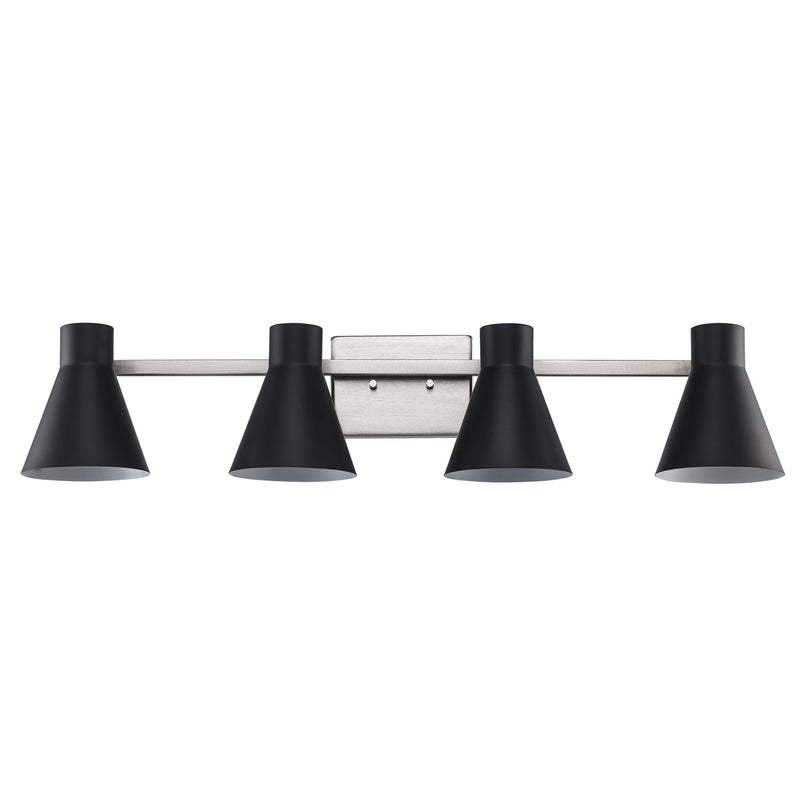 GearShine 4-Light 35.25" Vanity Light in Black / Brushed Nickel