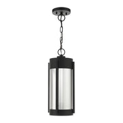 Sheridan 2-Light Medium Outdoor Pendant Lantern in Black with Brushed Nickel Candles