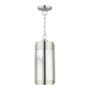 Sheridan 2-Light Medium Outdoor Pendant Lantern in Brushed Nickel