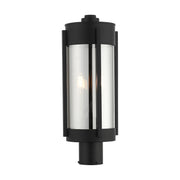 Sheridan 2-Light Medium Outdoor Post Light in Black with Brushed Nickel Candles