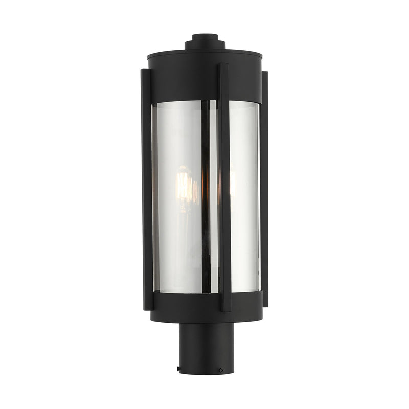Sheridan 2-Light Medium Outdoor Post Light in Black with Brushed Nickel Candles