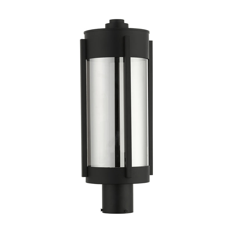 Sheridan 2-Light Medium Outdoor Post Light in Black with Brushed Nickel Candles